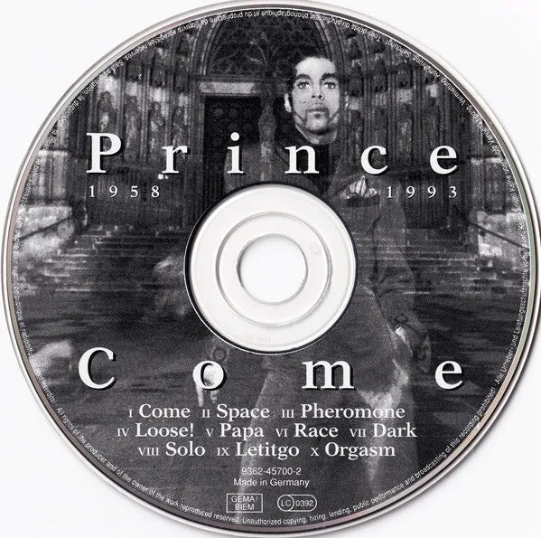 Prince Come CD album WME prima stampa tedesca quasi mint