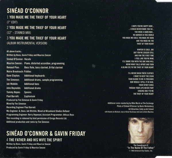 Sinéad O'Connor You Made Me The Thief Of Your Heart CD singolo VG+