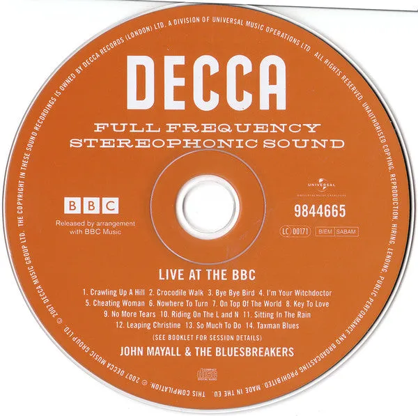 John Mayall Live At The BBC CD compilation nuovo