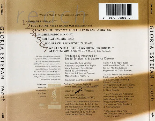 Gloria Estefan Reach CD maxi singolo remix 1996