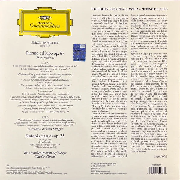 Prokofiev Abbado Pierino e il Lupo LP 180g classica