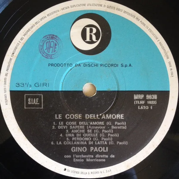 Gino Paoli Le Cose Dell'Amore LP vinile chanson usato