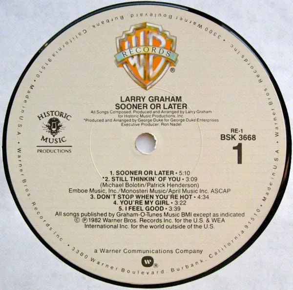 Larry Graham Sooner Or Later LP vinile usato VG+ 1982 funk