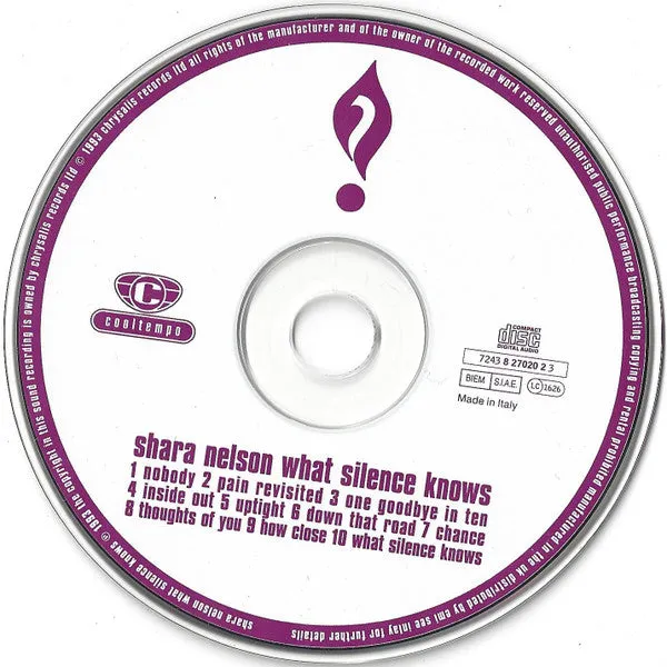Shara Nelson What Silence Knows CD usato trip hop