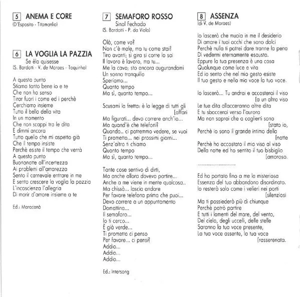 Vanoni Vinicius Toquinho Voglia Pazzia CD bossa nova