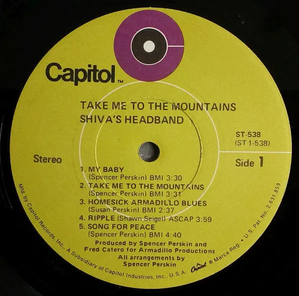 Shiva's Headband Take Me To Mountains LP USA 1969