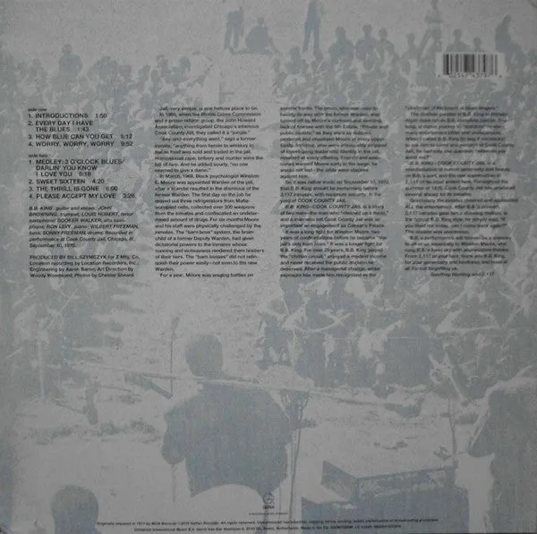 B.B. King Live In Cook County Jail vinile LP 180g 2015