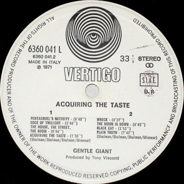 Gentle Giant Acquiring The Taste LP Vertigo prog 70s
