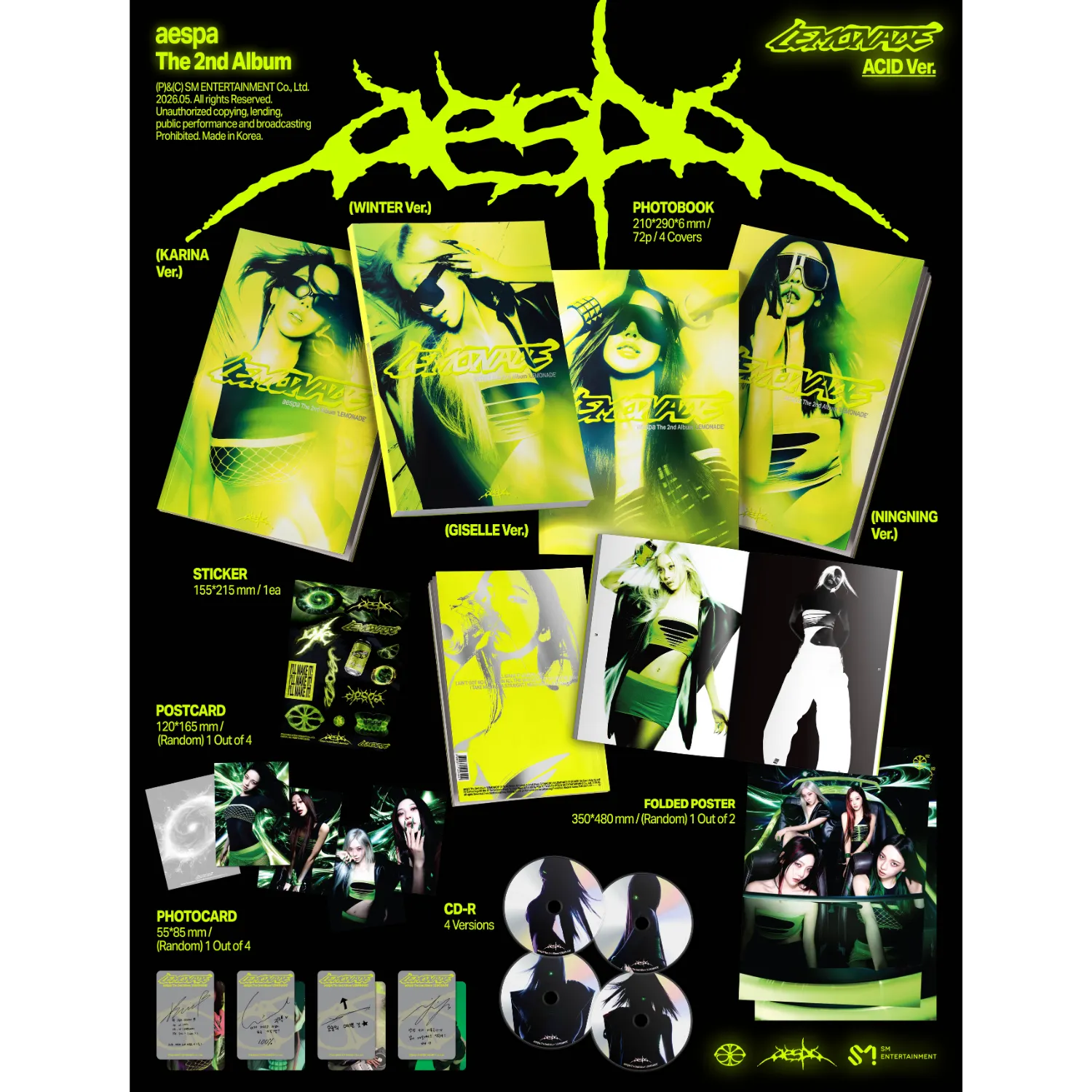 aespa LEMONADE ACID Ver. CD 72 pagine photocard