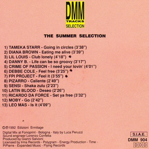Various The Summer Selection CD mixed tech house garage 1992