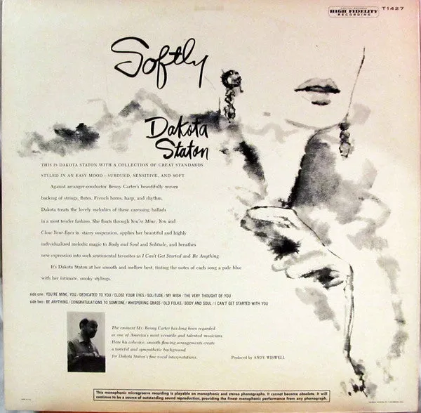 Dakota Staton Softly vinile LP mono jazz USA 1960