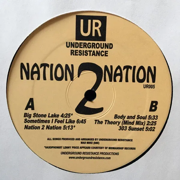 Underground Resistance Nation 2 Nation vinile 12" ristampa