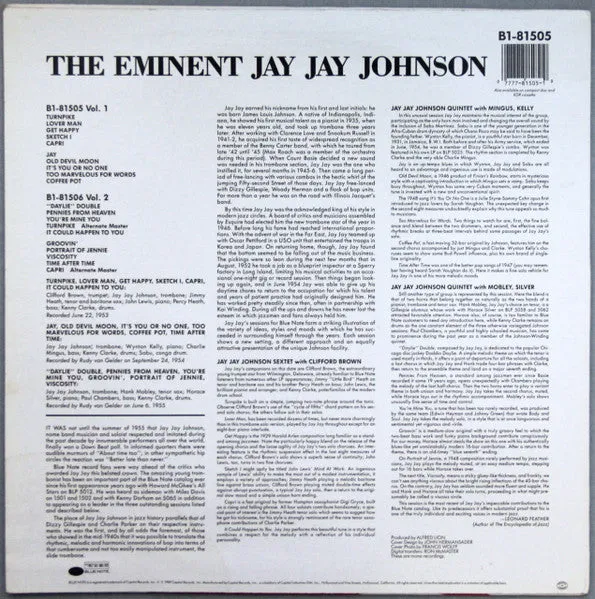Jay Jay Johnson Eminent Volume 1 LP Blue Note