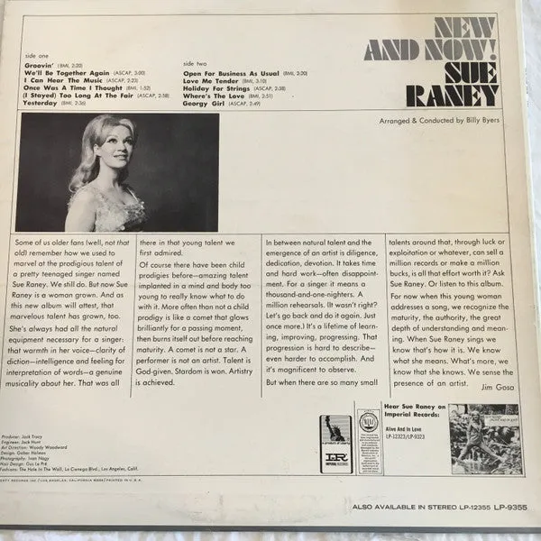 Sue Raney New And Now vinile LP mono 1967