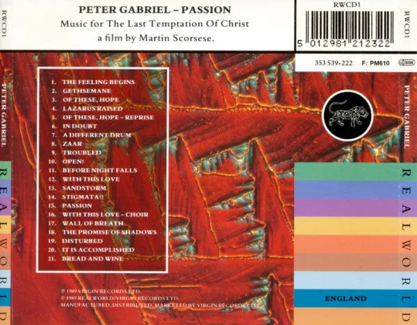 Peter Gabriel Passion CD album usato tribal