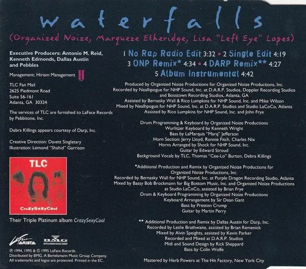 TLC Waterfalls CD singolo 5 brani VG+