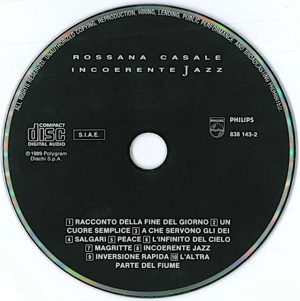 Rossana Casale Incoerente Jazz CD album 1989