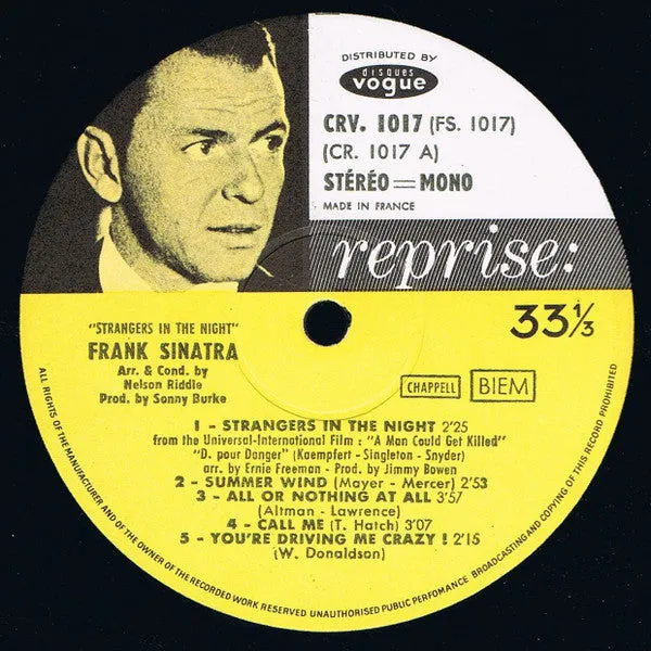 Frank Sinatra Strangers In The Night vinile LP edizione francese 1966