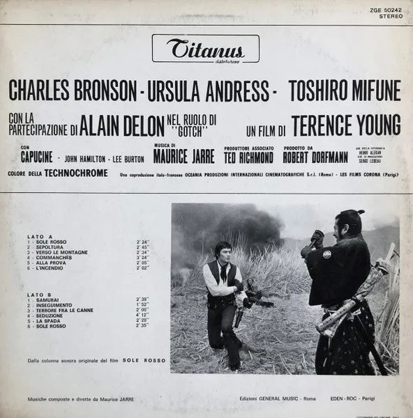 Maurice Jarre Sole Rosso LP Colonna Sonora 1971 usato