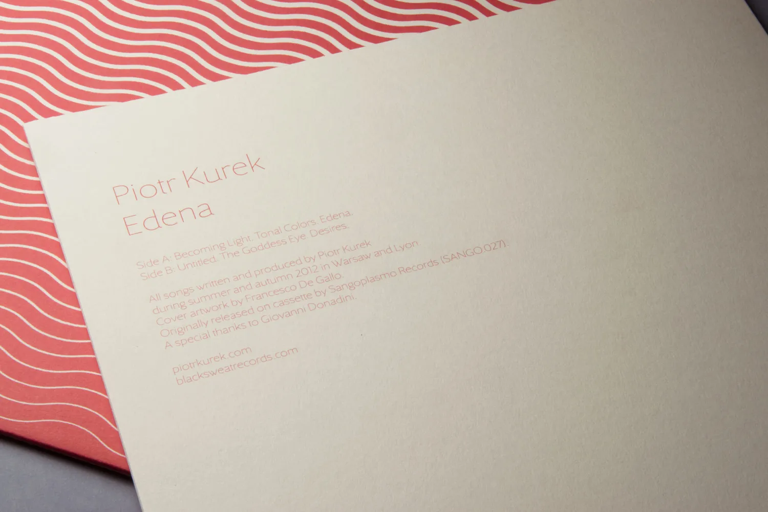 Black Sweat Records Piotr Kurek Edena vinile LP ambient