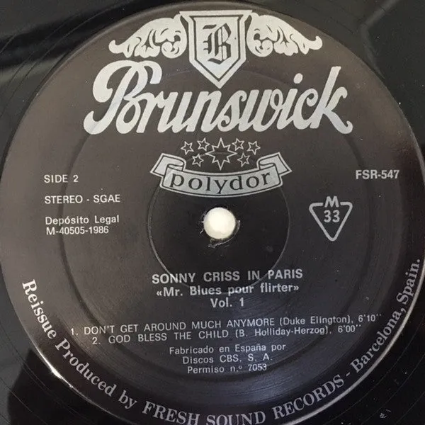 Sonny Criss In Paris 2xLP box hard bop booklet condizioni mint