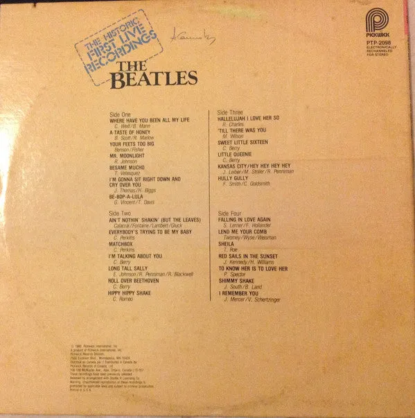 Beatles Historic First Live Recordings doppio LP 1980