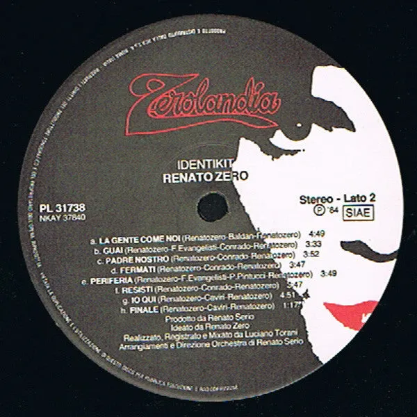 Renato Zero Identikit vinile LP usato NM pop 1984