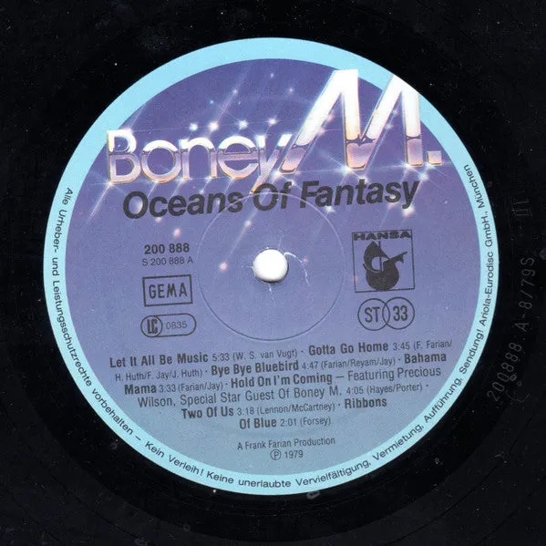 Boney M. Oceans Of Fantasy vinile LP gatefold disco 1979