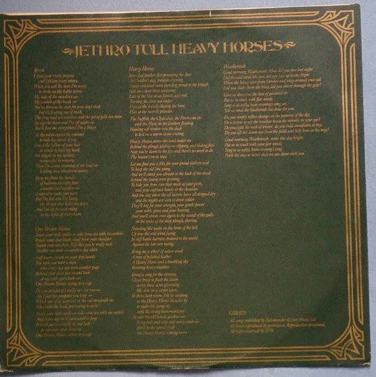 Jethro Tull Heavy Horses LP Album Vinile VG+ Folk
