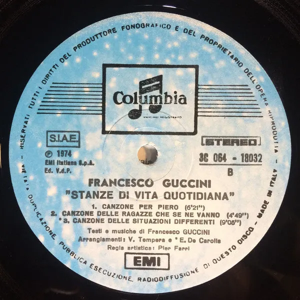 Francesco Guccini Stanze di Vita Quotidiana LP vinile