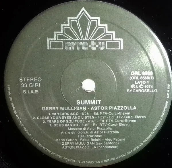 Mulligan Piazzolla Summit LP vinile tango jazz