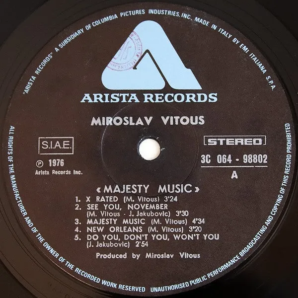 Miroslav Vitous Majesty Music LP vinile usato 1977