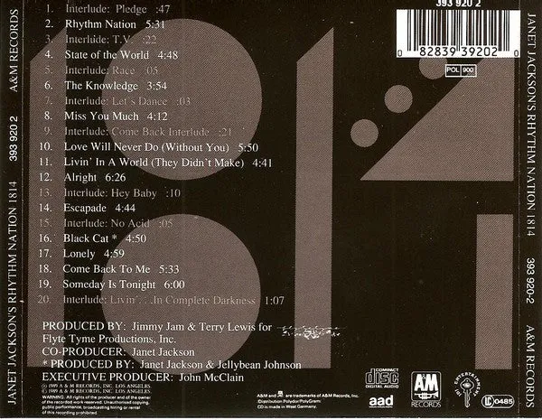 Janet Jackson Rhythm Nation 1814 CD album R&B
