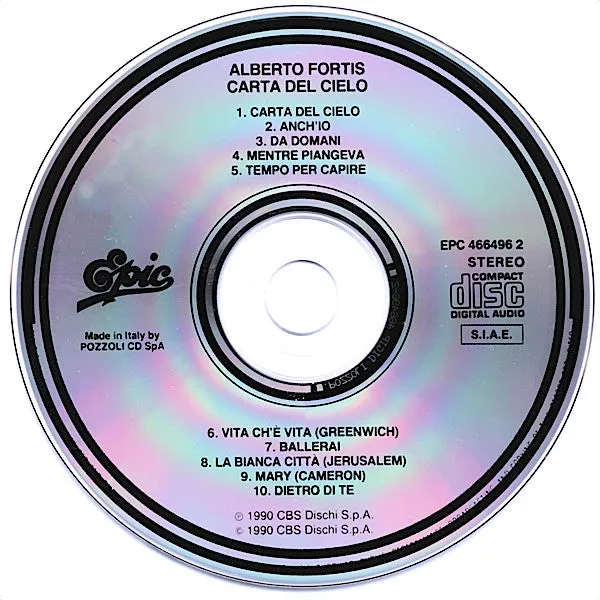 Alberto Fortis Carta Del Cielo CD album pop rock