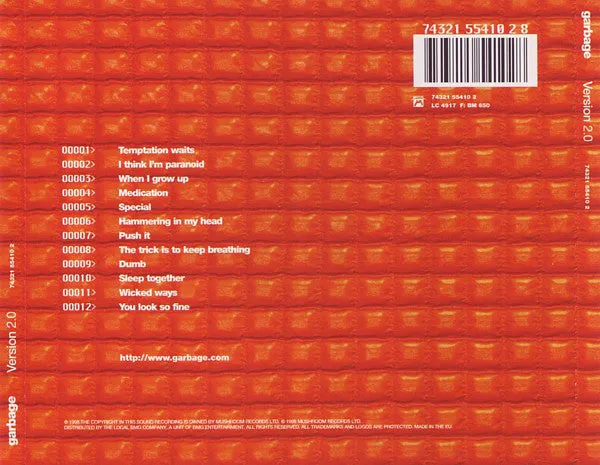 Garbage Version 2.0 CD usato VG+ rock alternativo