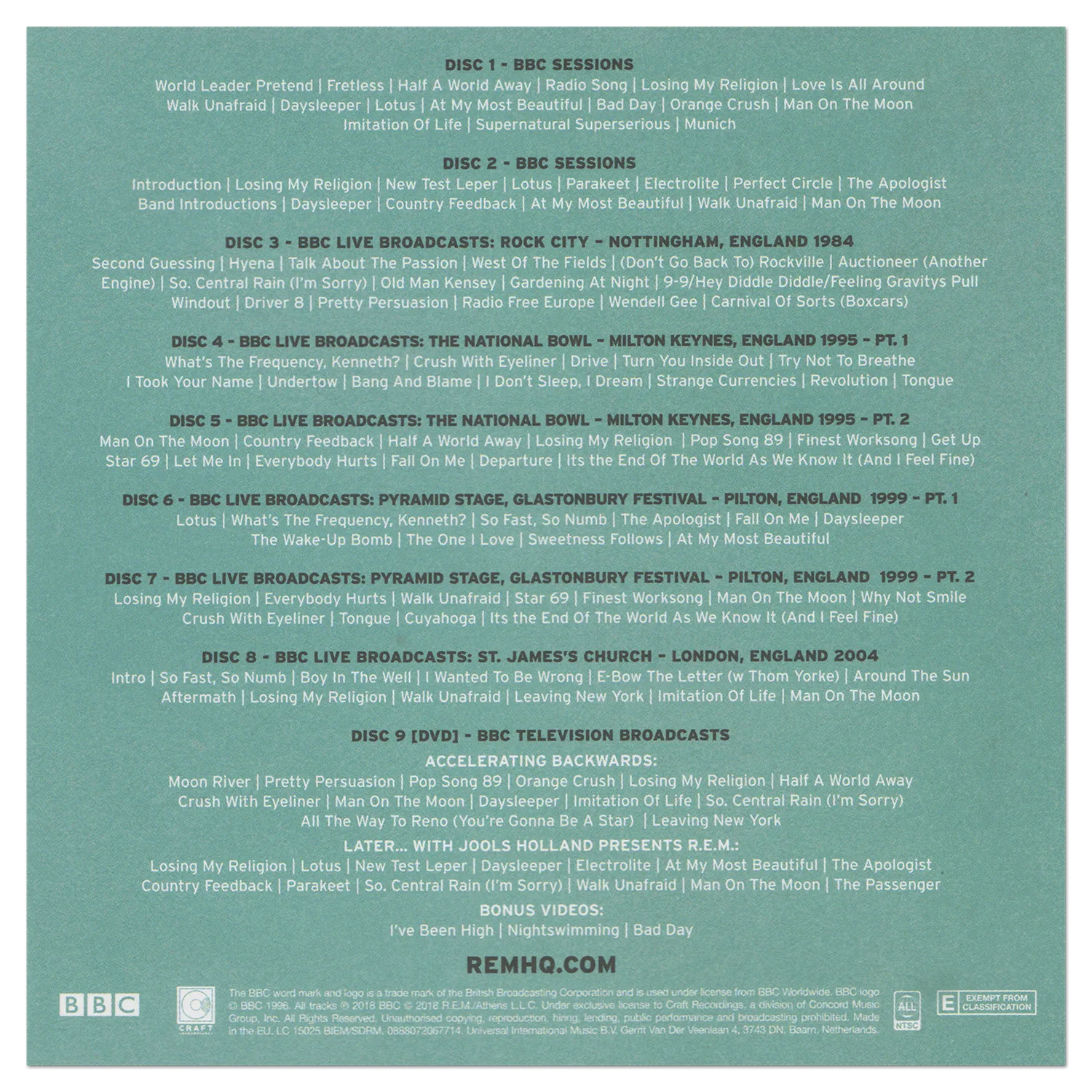 R.E.M. At The BBC cofanetto 8CD+DVD + cappello Fables