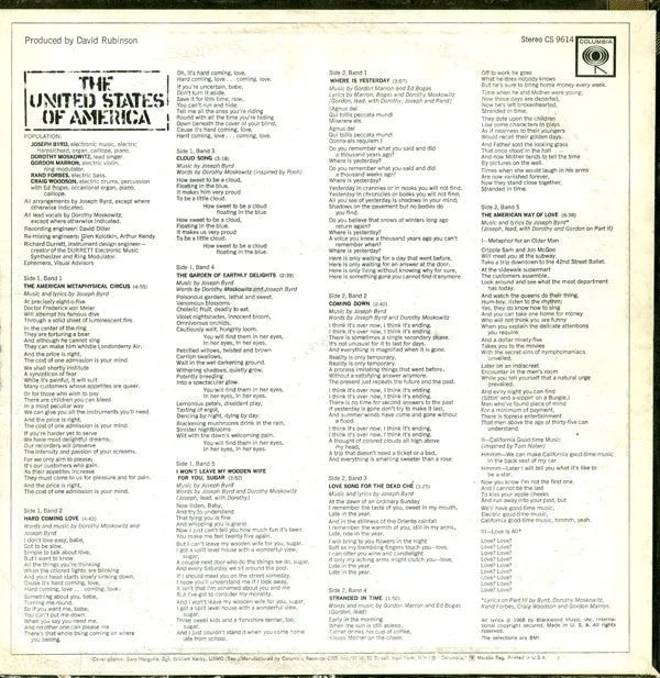 The United States Of America vinile LP 1968 USA
