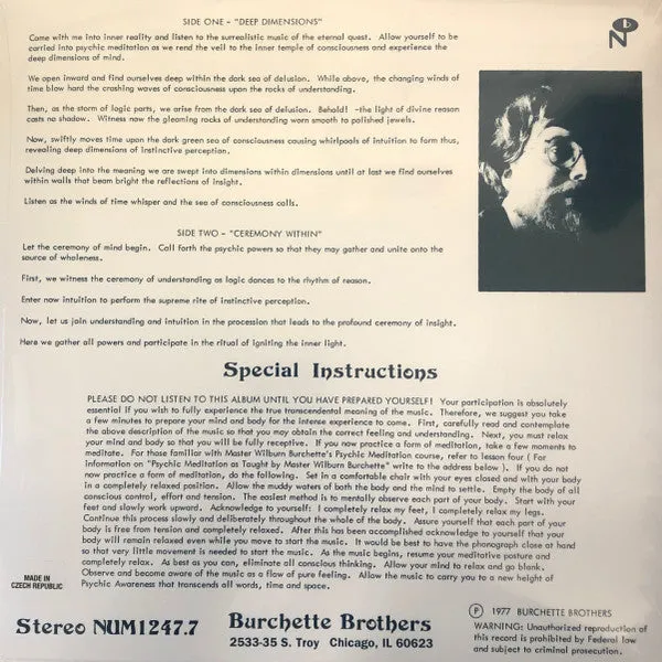 Burchette Mind Storm LP ristampa ambient nuova