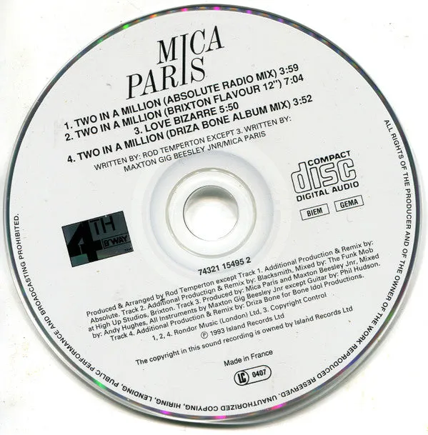 Mica Paris Two In A Million CD maxi singolo 1993