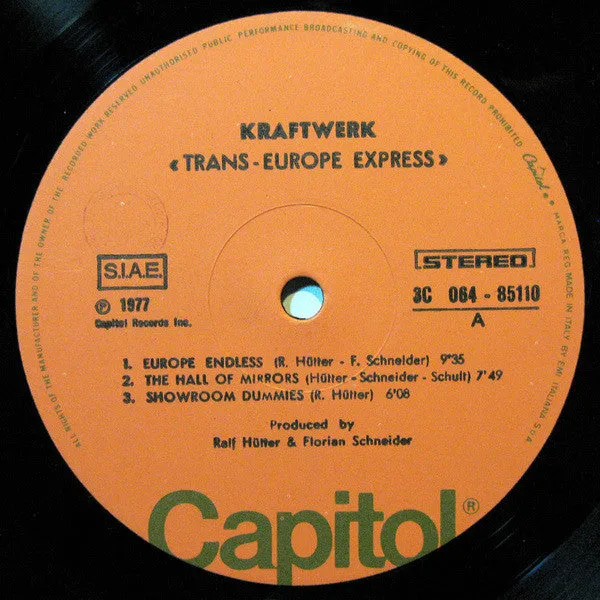 Kraftwerk Trans Europe Express LP vinile Italia 1977 VG