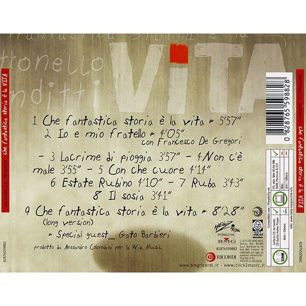 Antonello Venditti Che Fantastica Storia È La Vita CD