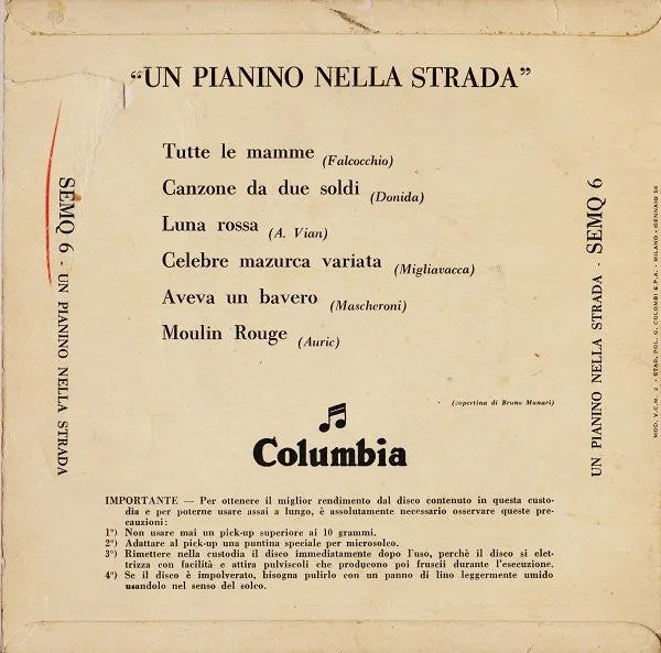 Un Pianino Nella Strada vinile 7" EP usato VG+