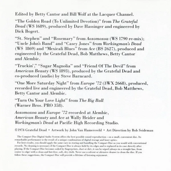 Grateful Dead Skeletons From Closet CD compilation remaster