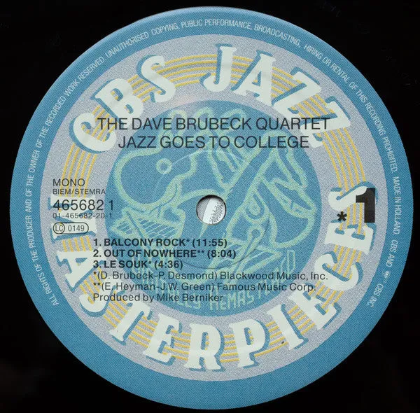 Dave Brubeck Jazz Goes To College LP mono remaster bop NM