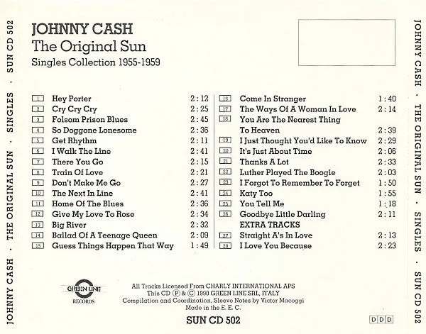 Johnny Cash Original Sun Singles 1955-1959 CD 28 brani