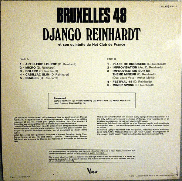 Django Reinhardt Bruxelles 48 vinile LP gypsy jazz