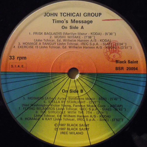 John Tchicai Group Timo's Message LP vinile NM free jazz
