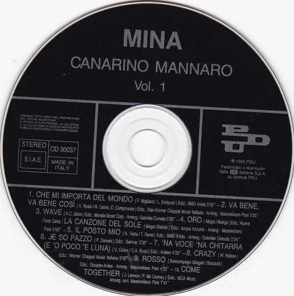 Mina Canarino Mannaro Vol. 1/2 2xCD vocal pop