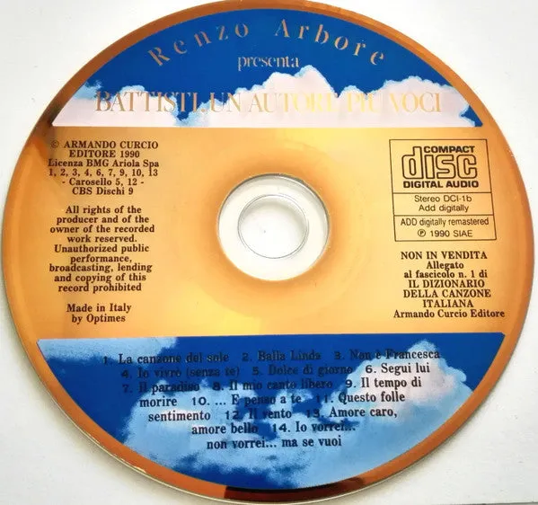 Various Battisti Un Autore Più Voci CD compilation usata