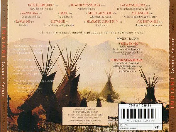 Sacred Spirit Indiani CD album downtempo 1994